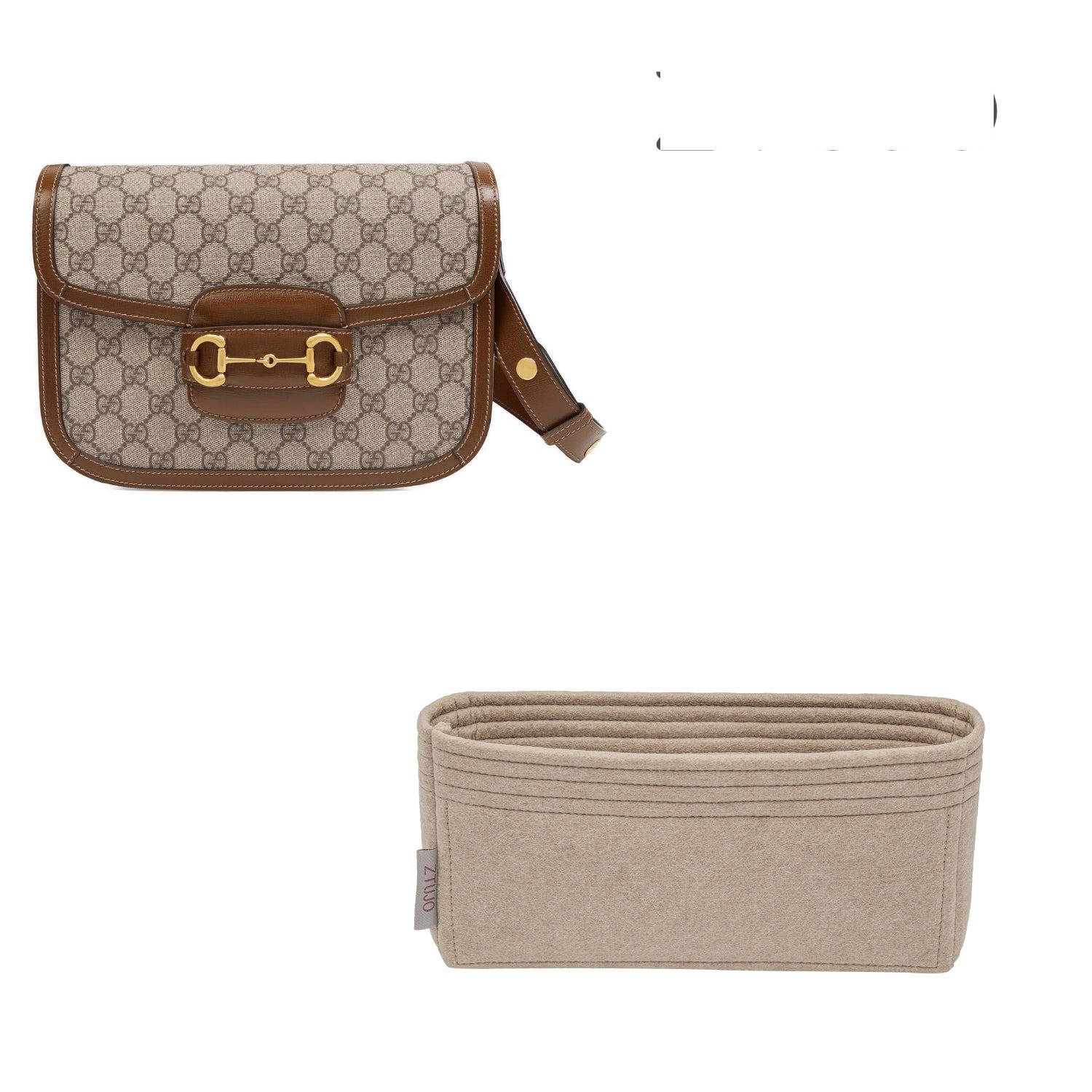 Einsatz für Gu*ci 1955 Horsebit – Premium-Filzeinlage für Taschen, 3 Fächer
