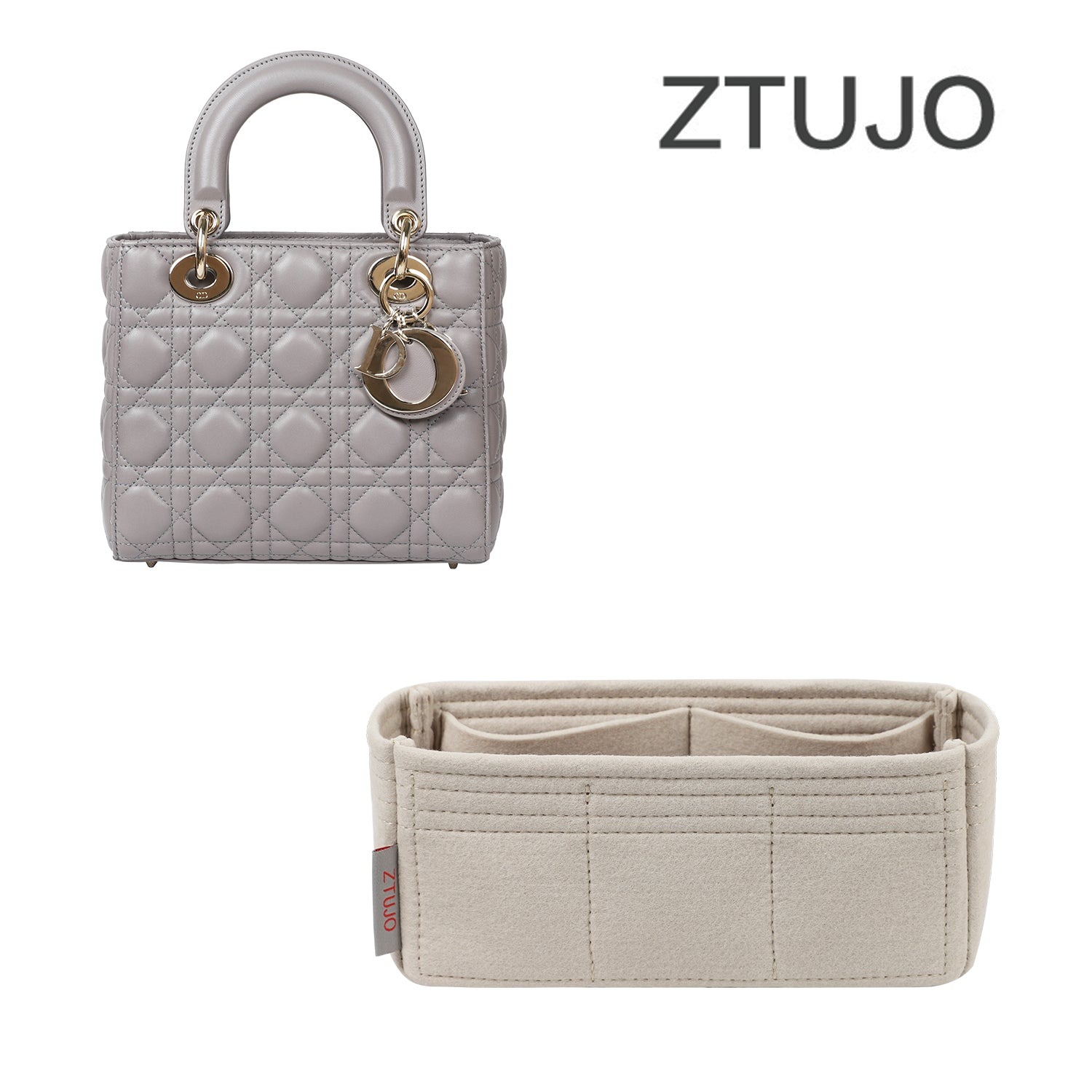Einsatz für die Lady Dior Mini / Small / Medium / Large – 6 Fächer, Filz