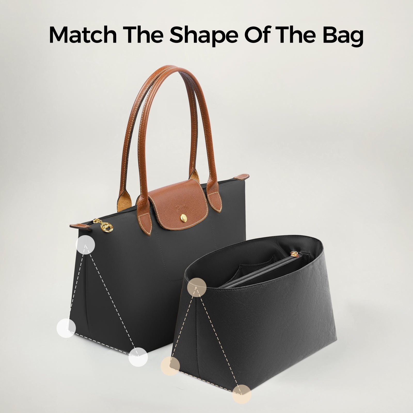 Einsatz für Handtaschen-Organizer für Longchamp Le Pliage – ultraleichtes, wasserabweisendes, umweltfreundliches DuPont-Papier, 6 Taschen product image 7