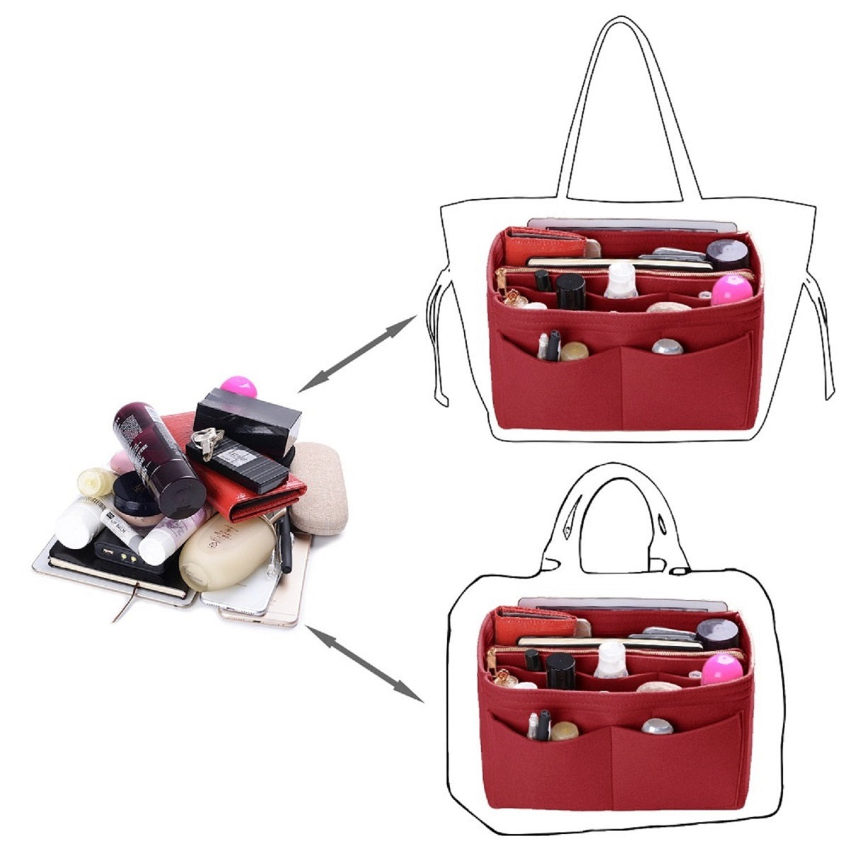 Taschenorganizer für LV Speedy Neverfull Tote – 6 Größen, Filz-Tascheneinsatz mit Reißverschluss product image 19