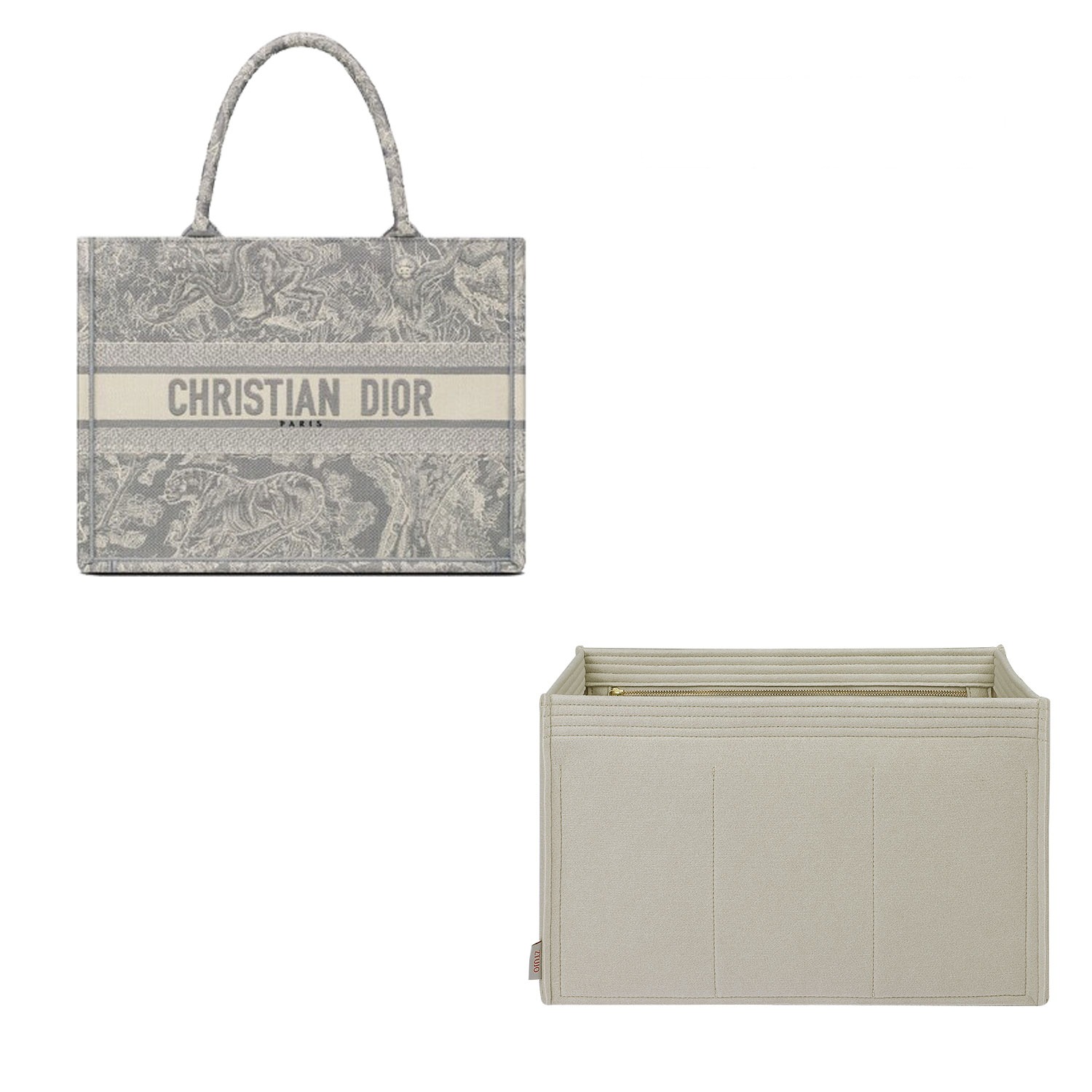 Organizer für Dior Book Tote Medium 36 cm / 2022 Neue kleine Größe 26,5 cm / Groß 42 cm – Filzeinlage mit 6 Taschen product image 7