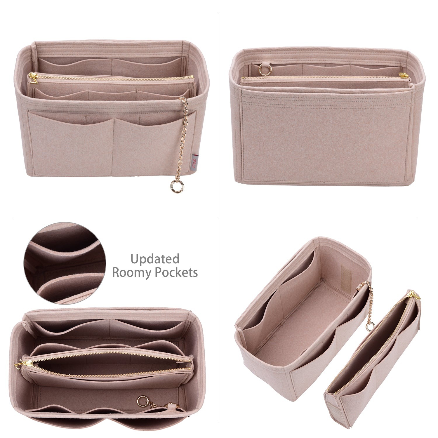 Hochwertiger Taschenorganizer-Einsatz mit YKK-Reißverschluss – Passt für LV Speedy, Neverfull, Tote (5 Größen) product image 2