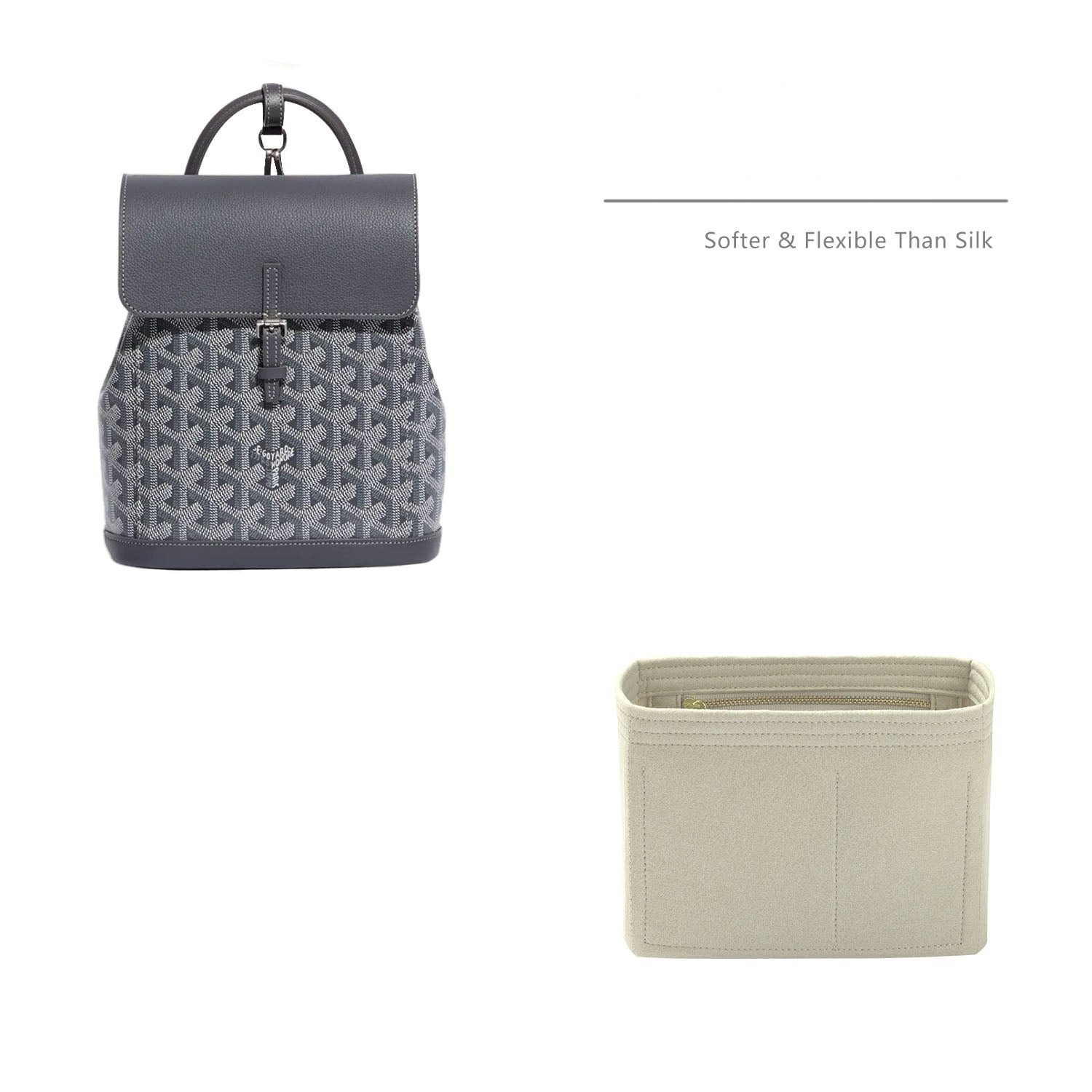 Premium-Handtaschenorganizer für Goyard Alpin Rucksack Mini / MM – 5 Fächer, YKK-Reißverschlüsse
