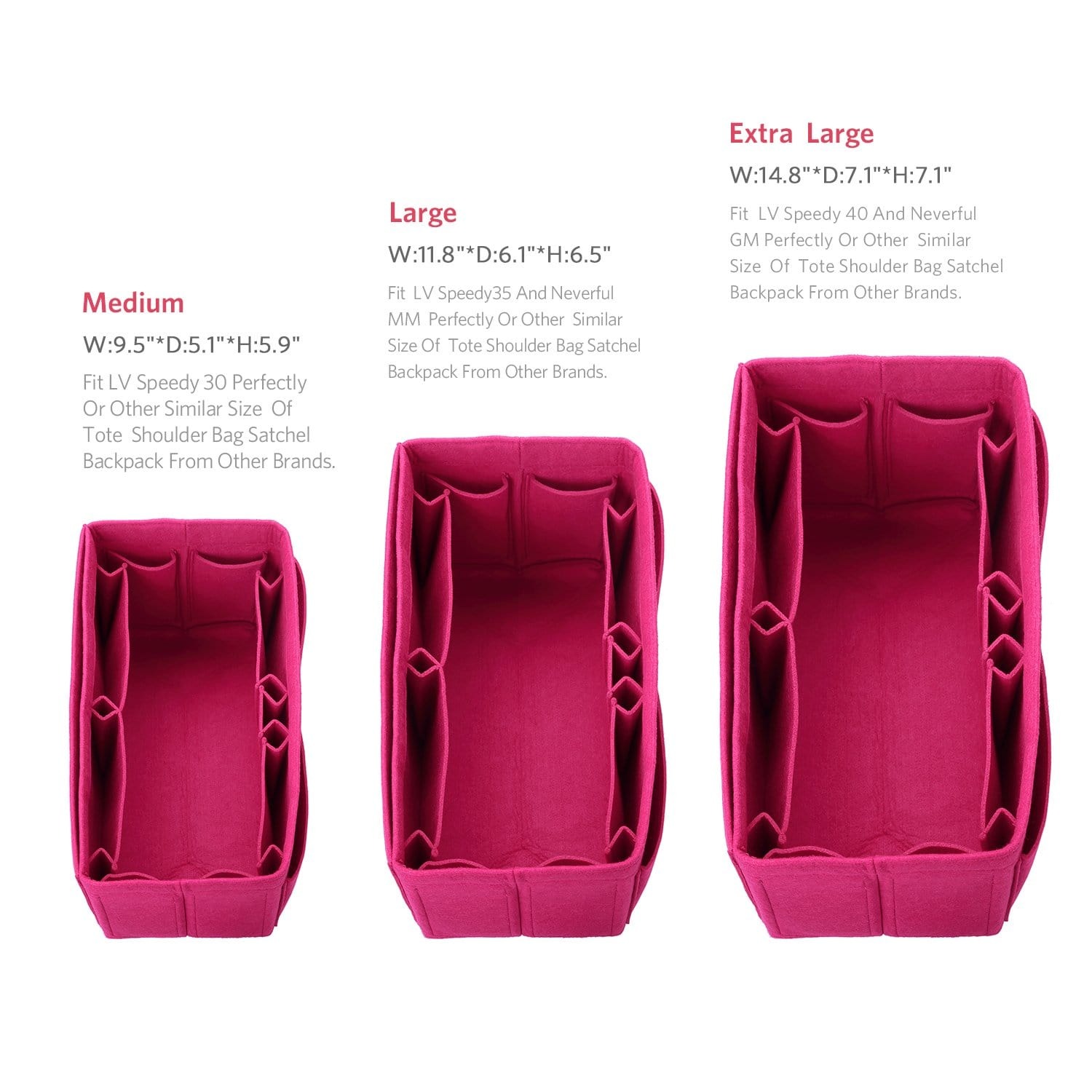 Filz Handtaschen-Organizer – Extra Large (passt für Speedy 40 / Neverfull GM) product image 65