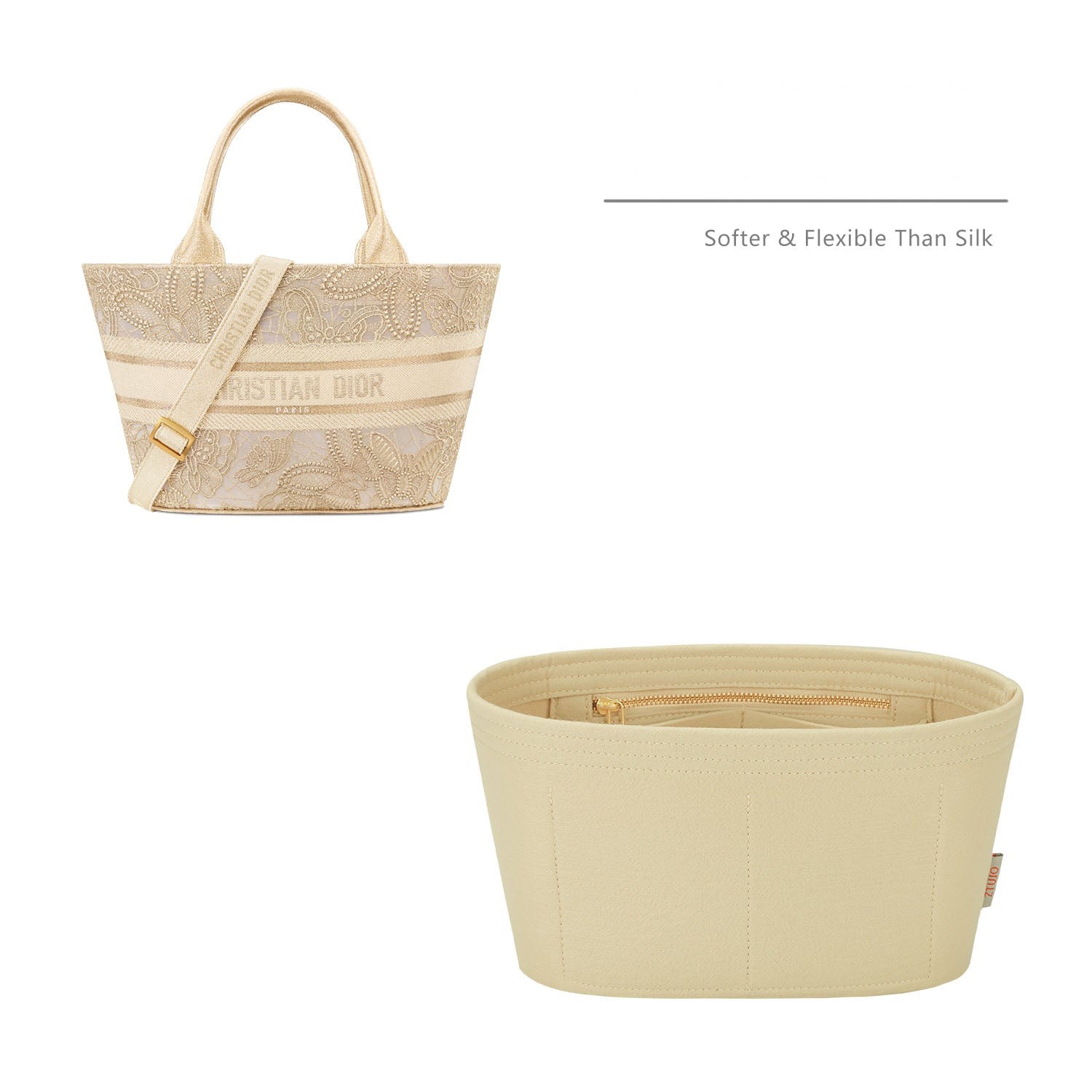 Taschenorganizer für Dior Hat Basket Bag – 5-Fach-Einsatz aus Filz