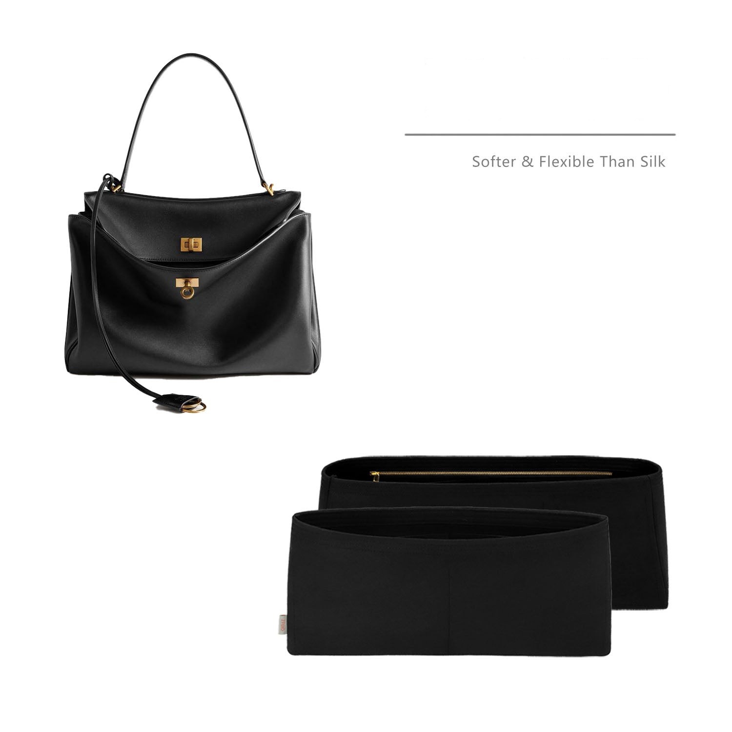 Einsatz für Balenciaga Rodeo Small / Medium / Large – Premium-Filzeinlage