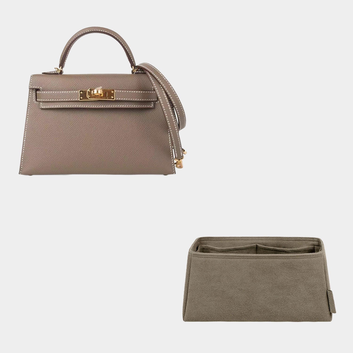 Organizer für Hermès Pochette / Kelly Mini II – Premium-Material in Fahrzeugqualität, 4 Fächer