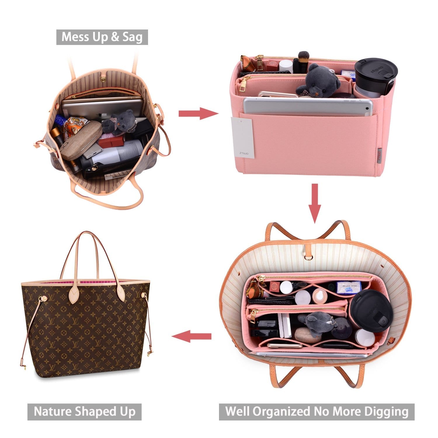 Organizer-Einlage für LV Speedy, Neverfull, Graceful, Tote – Filz-Taschenformer product image 5