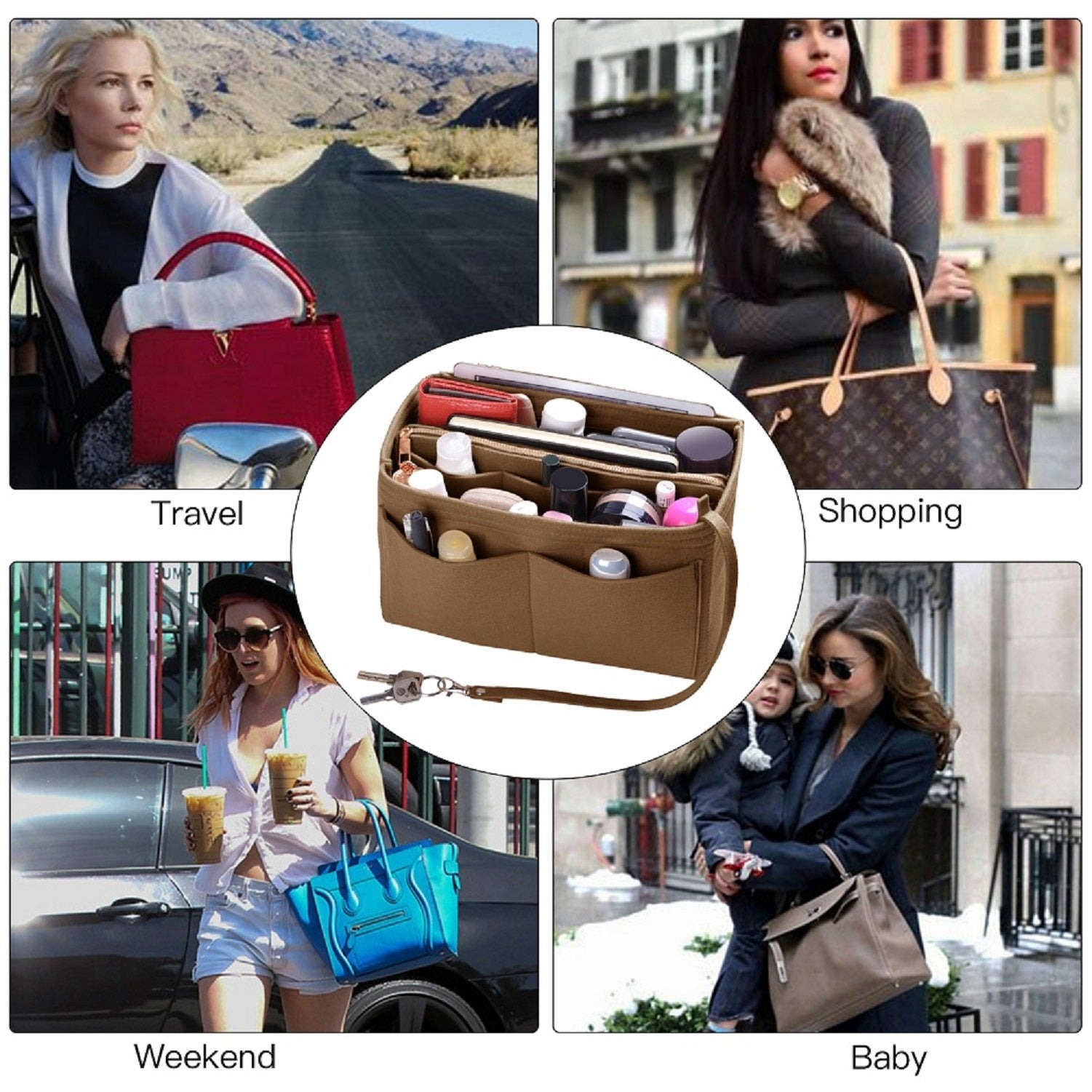 Taschenorganizer für LV Speedy Neverfull Tote – 6 Größen, Filz-Tascheneinsatz mit Reißverschluss product image 64