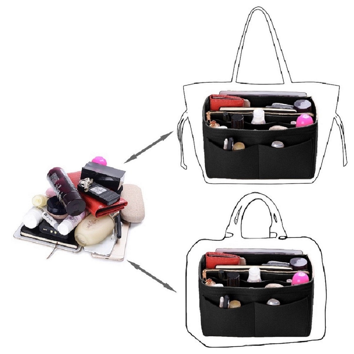 Taschenorganizer für LV Speedy Neverfull Tote – 6 Größen, Filz-Tascheneinsatz mit Reißverschluss product image 12
