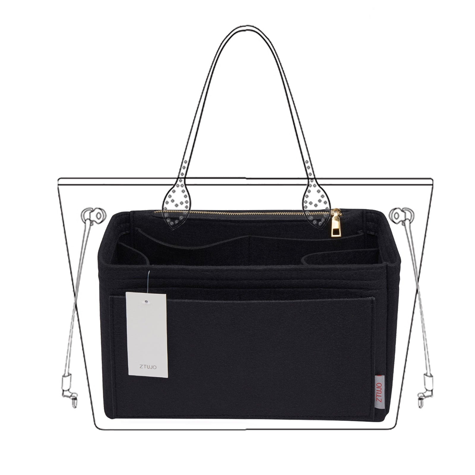 Filz-Einsatz für Handtaschen mit Flaschenhalter – Schlank Medium, Large, X-Large product image 15