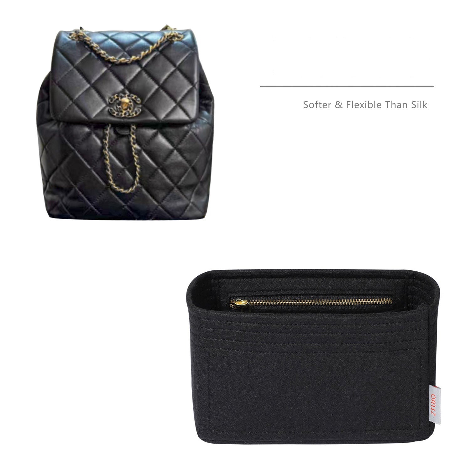 Organizer für Chanel 24P Rucksack – Premium-Filzeinlage mit 5 Taschen