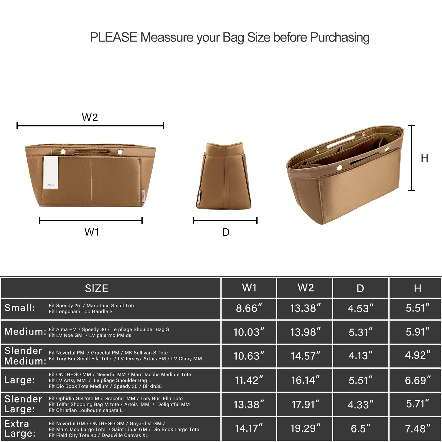 Knödel-Design Handtaschen-Organizer-Einsatz für Handtasche und Tote Bag-Formformer – Passt für Speedy, Neverfull, 6 Größen product image 24