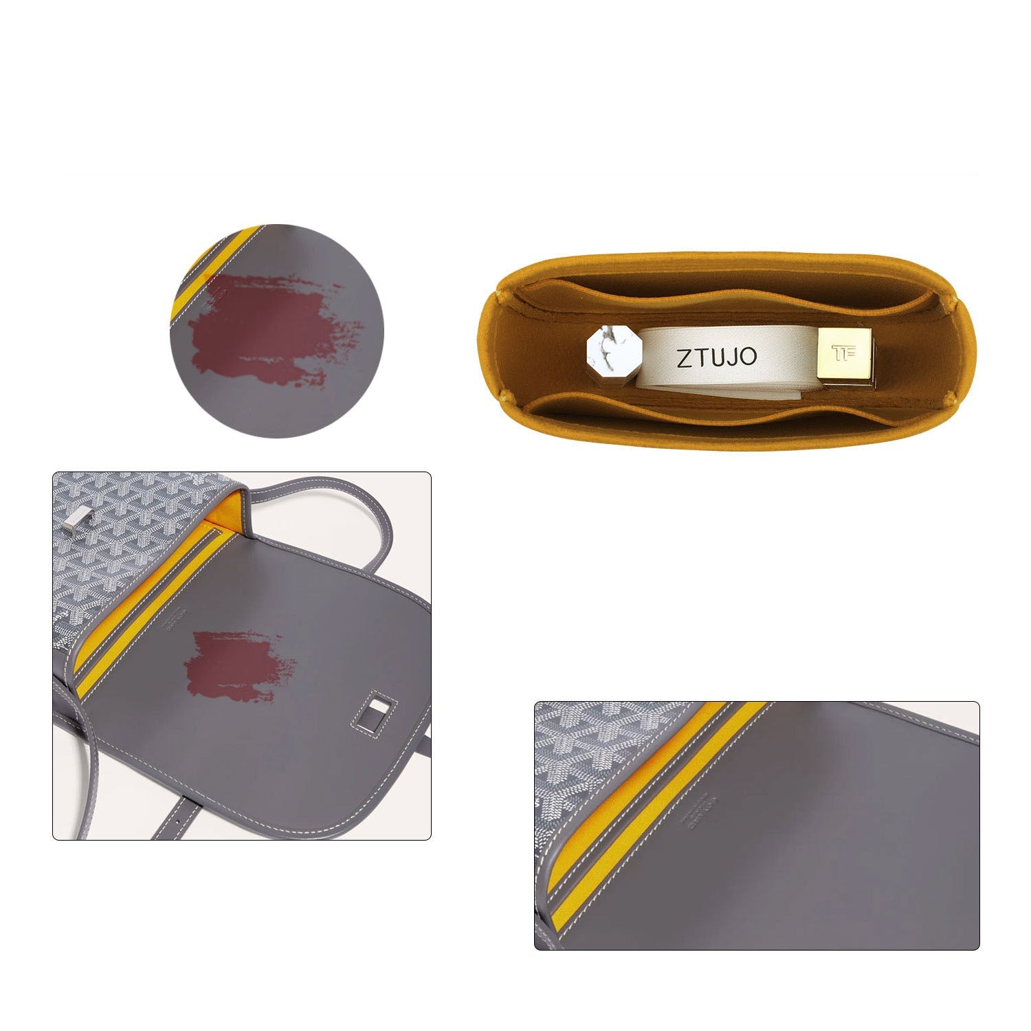 Premium Geldbörsen-Organizer für Goyard Belvedere PM / MM – 2 Fächer, weicher Filz product image 5