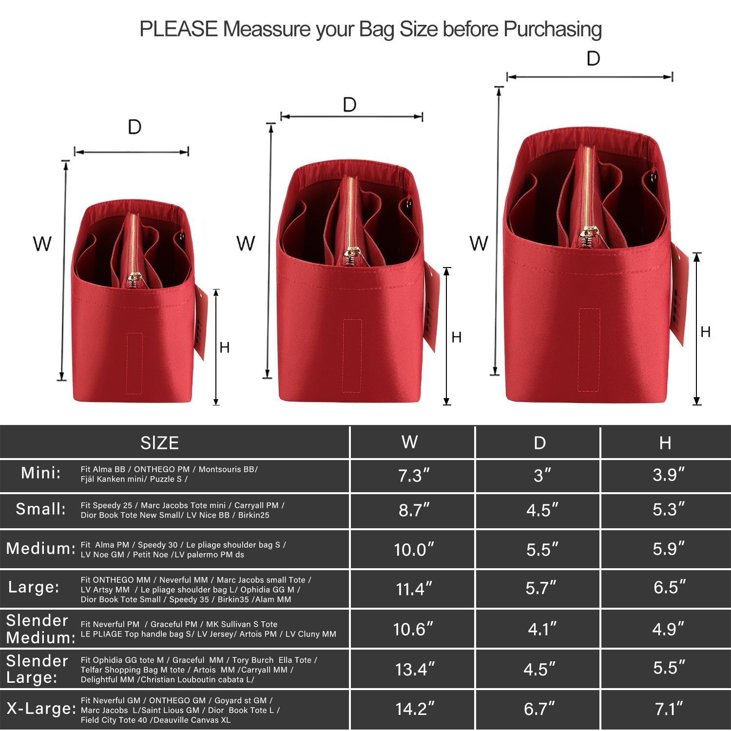 Silky Beutel-Organizer-Einsatz für Speedy, Neverfull, ONTHEGO Tote und mehr – 8 Fächer, 7 Größen product image 16