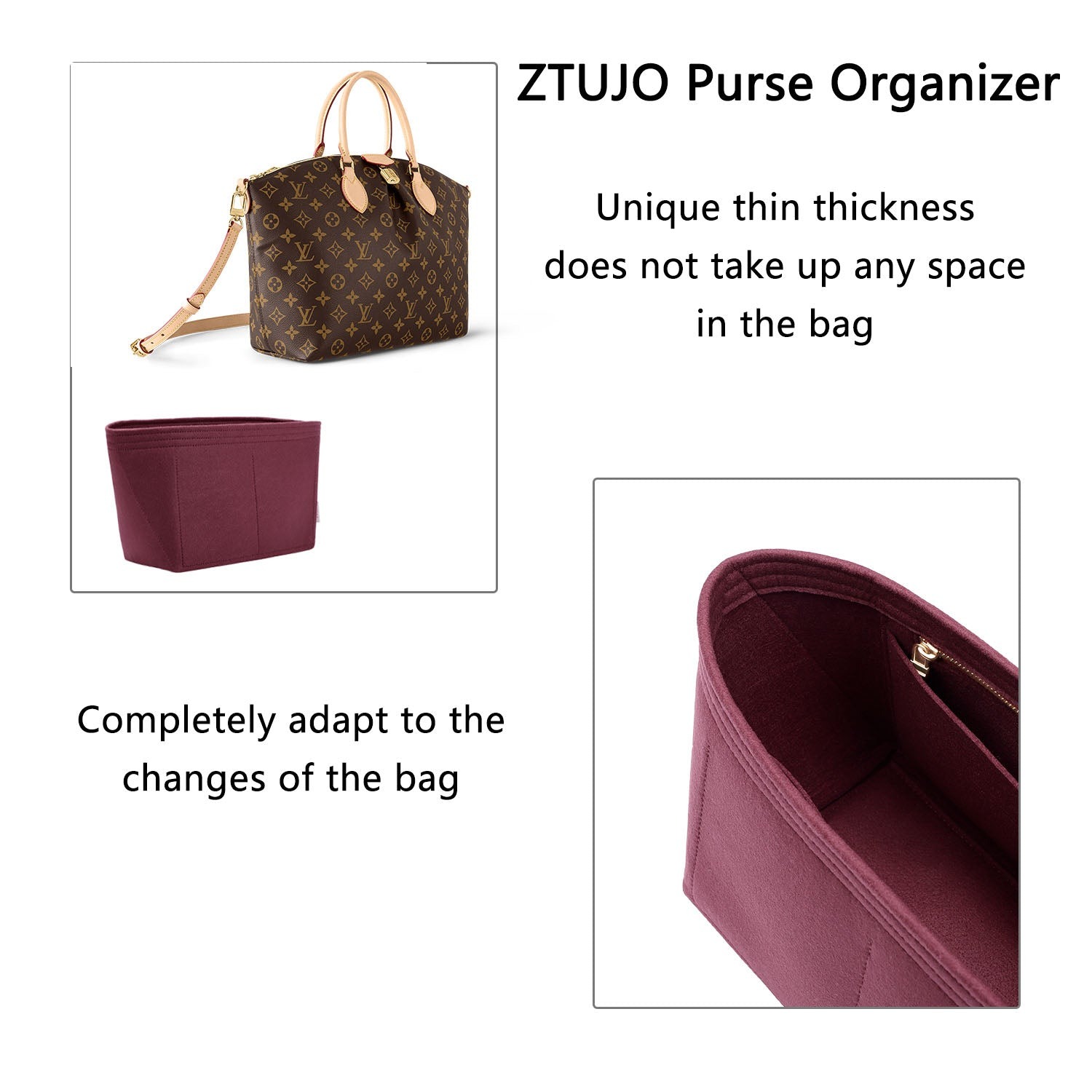 Taschenorganizer für LV Boetie PM / MM – Premium-Filzeinlage, 4 Fächer detail image 5