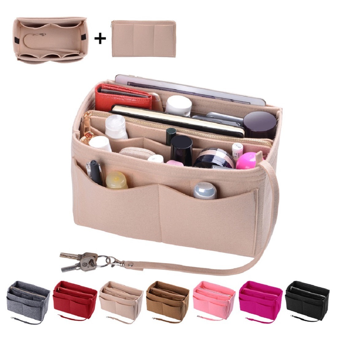 Taschenorganizer für LV Speedy Neverfull Tote – 6 Größen, Filz-Tascheneinsatz mit Reißverschluss