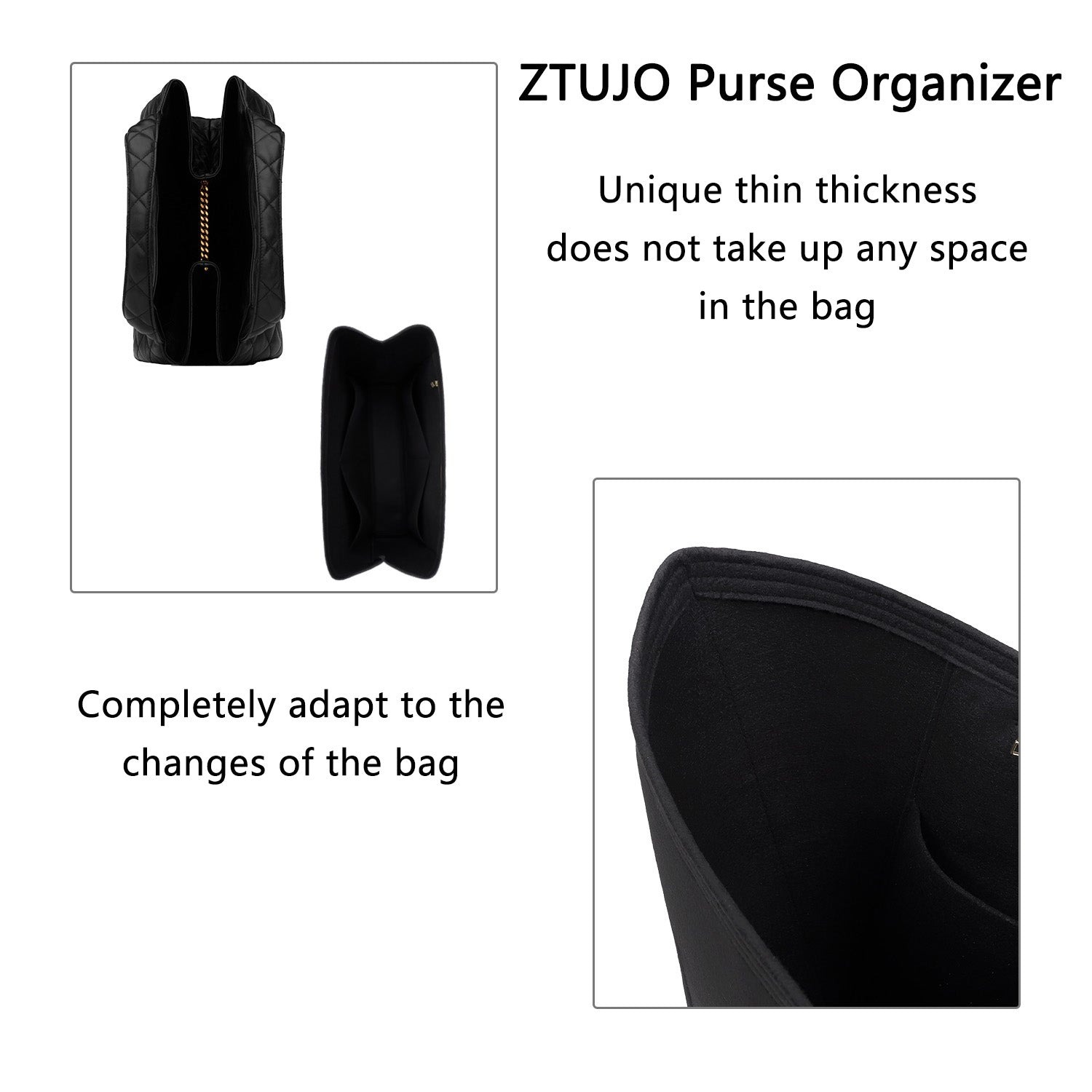 Premium-Handtaschenorganizer für die YSL ICARE Maxi Shopping Bag – 5 Fächer, weicher Filz, YKK-Reißverschluss product image 6