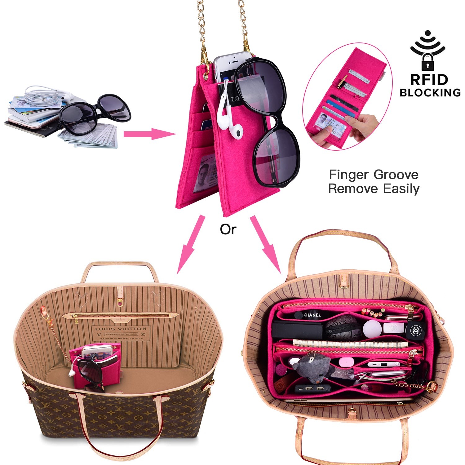 Taschenorganizer-Einlage für Designer-Handtaschen mit RFID-Schutzfach – Passt für LV Speedy, Neverfull & mehr product image 31