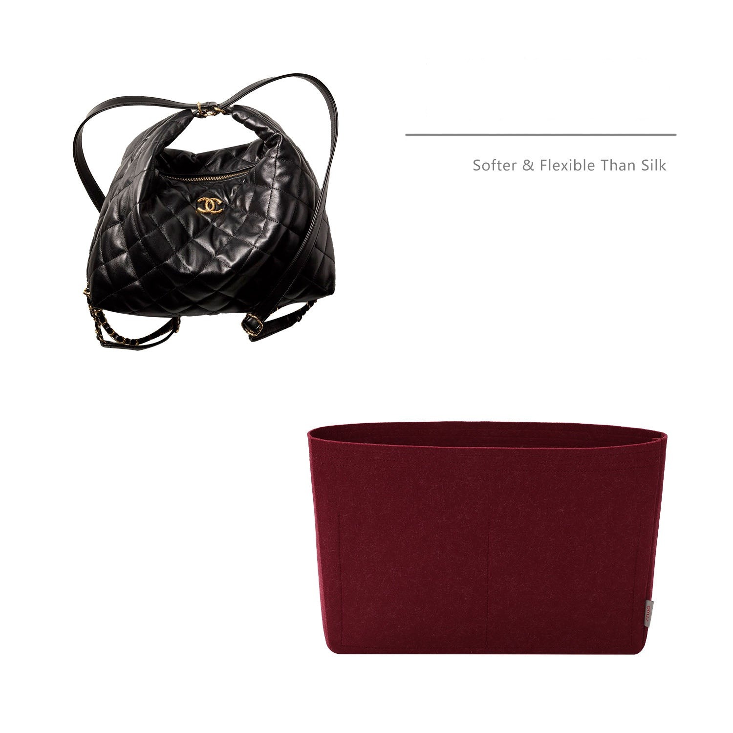 Premium Geldbörsen-Organizer für Chanel Maxi Hobo Bag – Weinrot / Individuelle Farbe