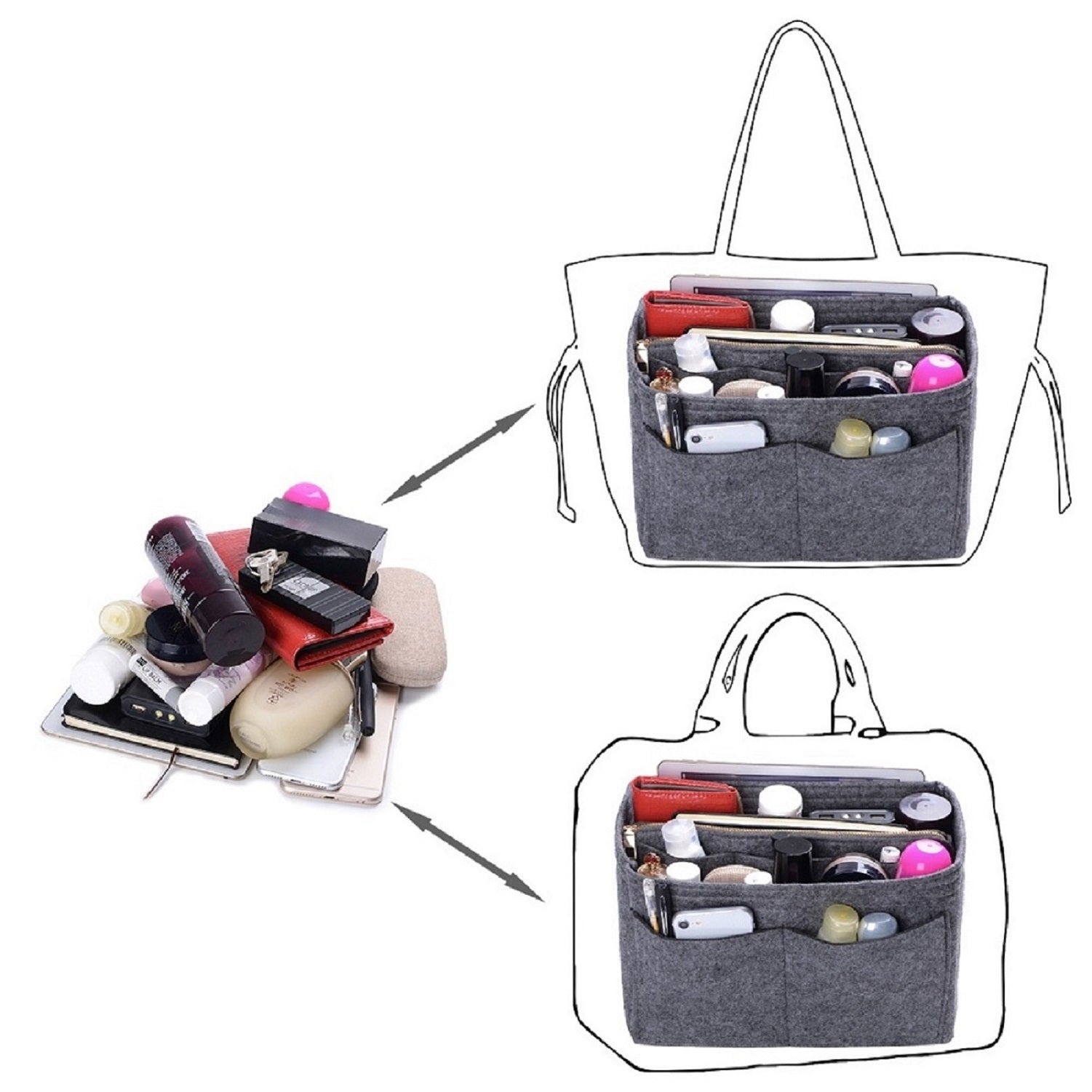 Taschenorganizer für LV Speedy Neverfull Tote – 6 Größen, Filz-Tascheneinsatz mit Reißverschluss product image 26