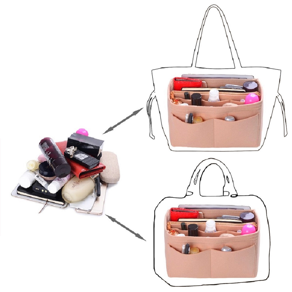 Taschenorganizer für LV Speedy Neverfull Tote – 6 Größen, Filz-Tascheneinsatz mit Reißverschluss product image 68