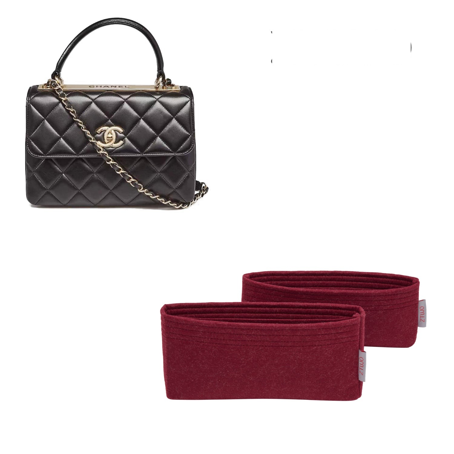 Organizer für Chanel Trendy CC Small / Medium – Filzeinlage mit 2 Taschen