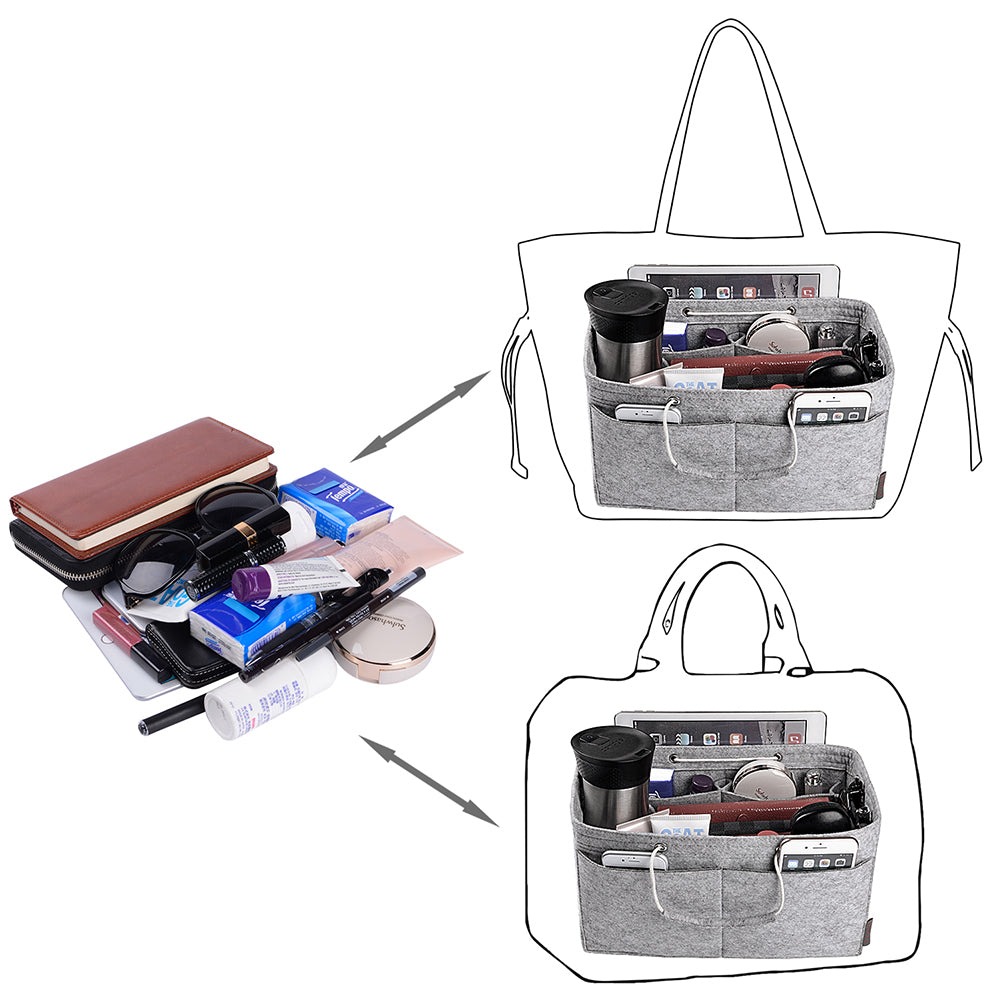 Mehrfachtaschen-Filz-Organizer für Handtaschen mit Griffen – Passend für LV Speedy 30, 35 & Neverfull MM (Medium/Large) product image 4
