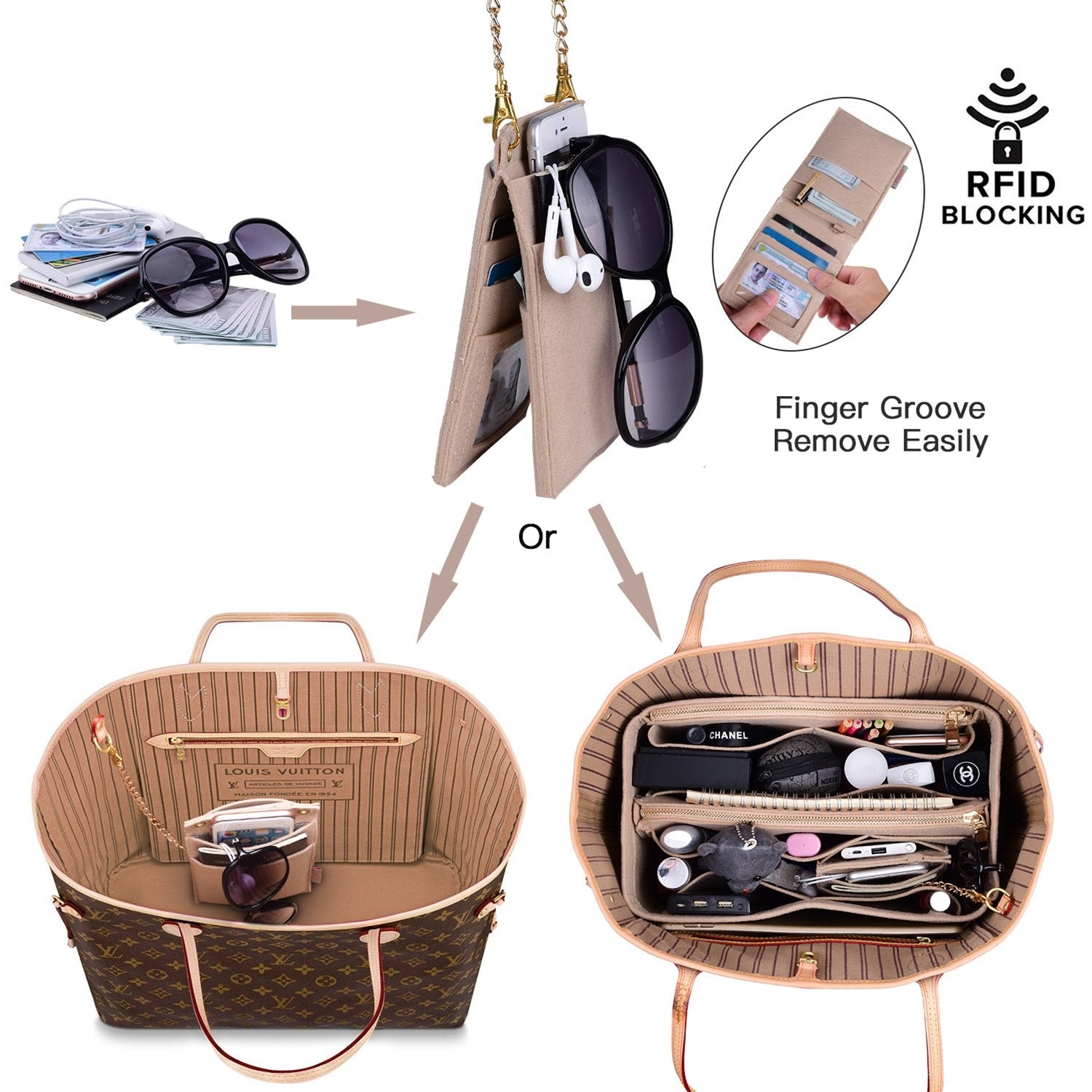 Taschenorganizer-Einlage für Designer-Handtaschen mit RFID-Schutzfach – Passt für LV Speedy, Neverfull & mehr product image 10