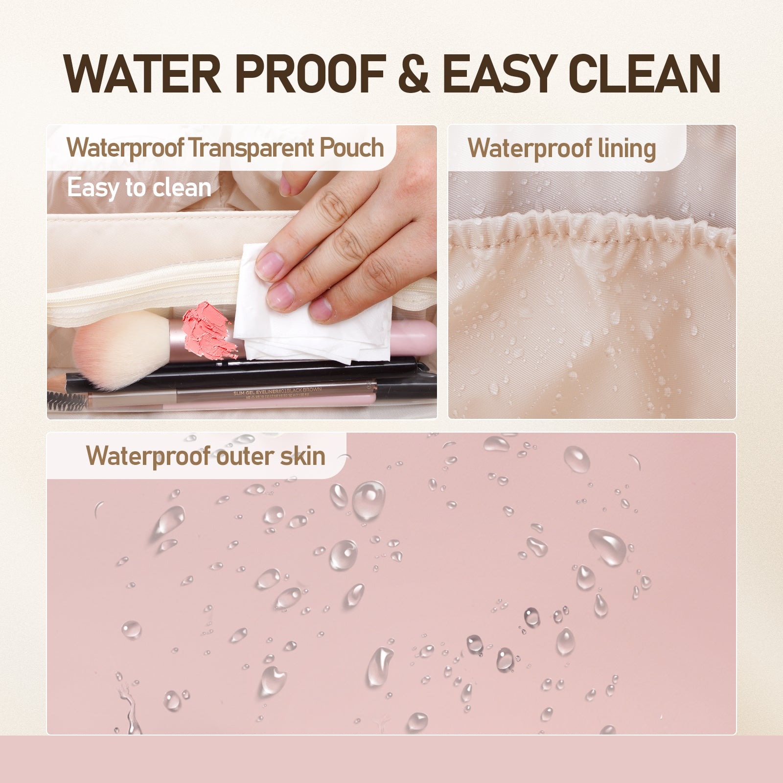 Große Kapazität, wasserdichte Kosmetiktasche aus PU-Leder für Damen – Make-up-Organizer mit Trennwand und Tragegriff product image 40