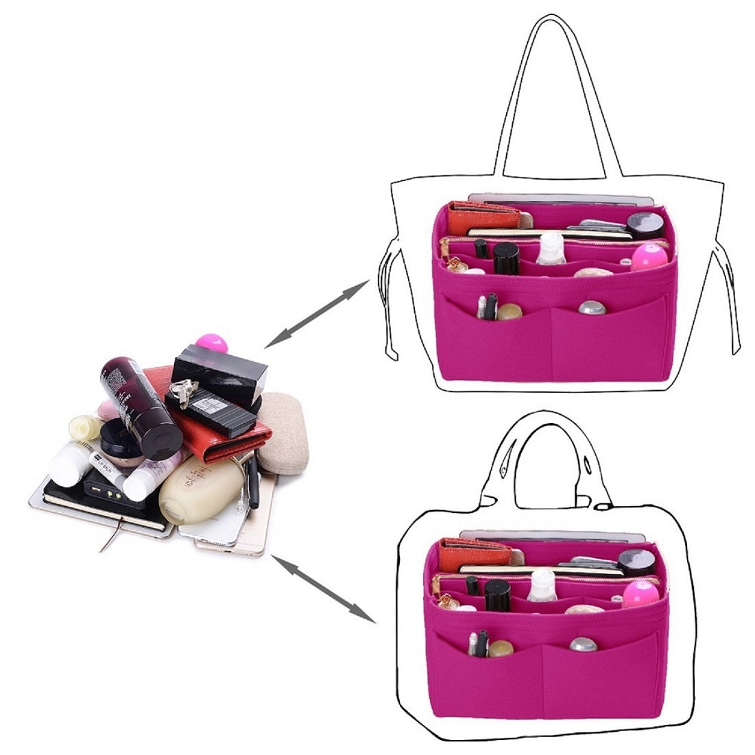 Taschenorganizer für LV Speedy Neverfull Tote – 6 Größen, Filz-Tascheneinsatz mit Reißverschluss product image 33