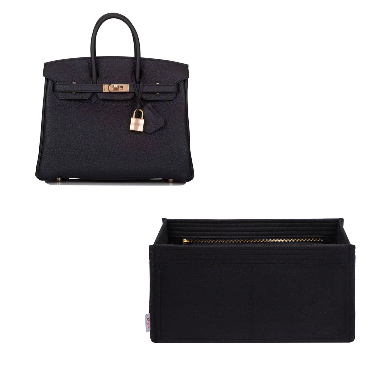 Handtaschen-Organizer für Hermes Birkin 25 / 30 / 35 / 40 – 5-taschendiger Filzeinsatz product image 9