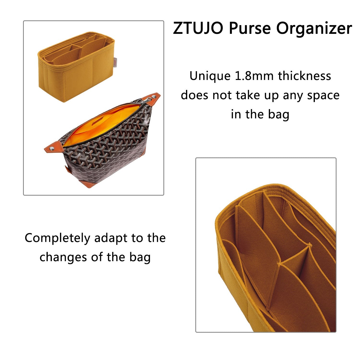 Organizer für die Goyard Bowling 25 Toiletry Bag – 5 Fächer, Premium-Filz product image 6