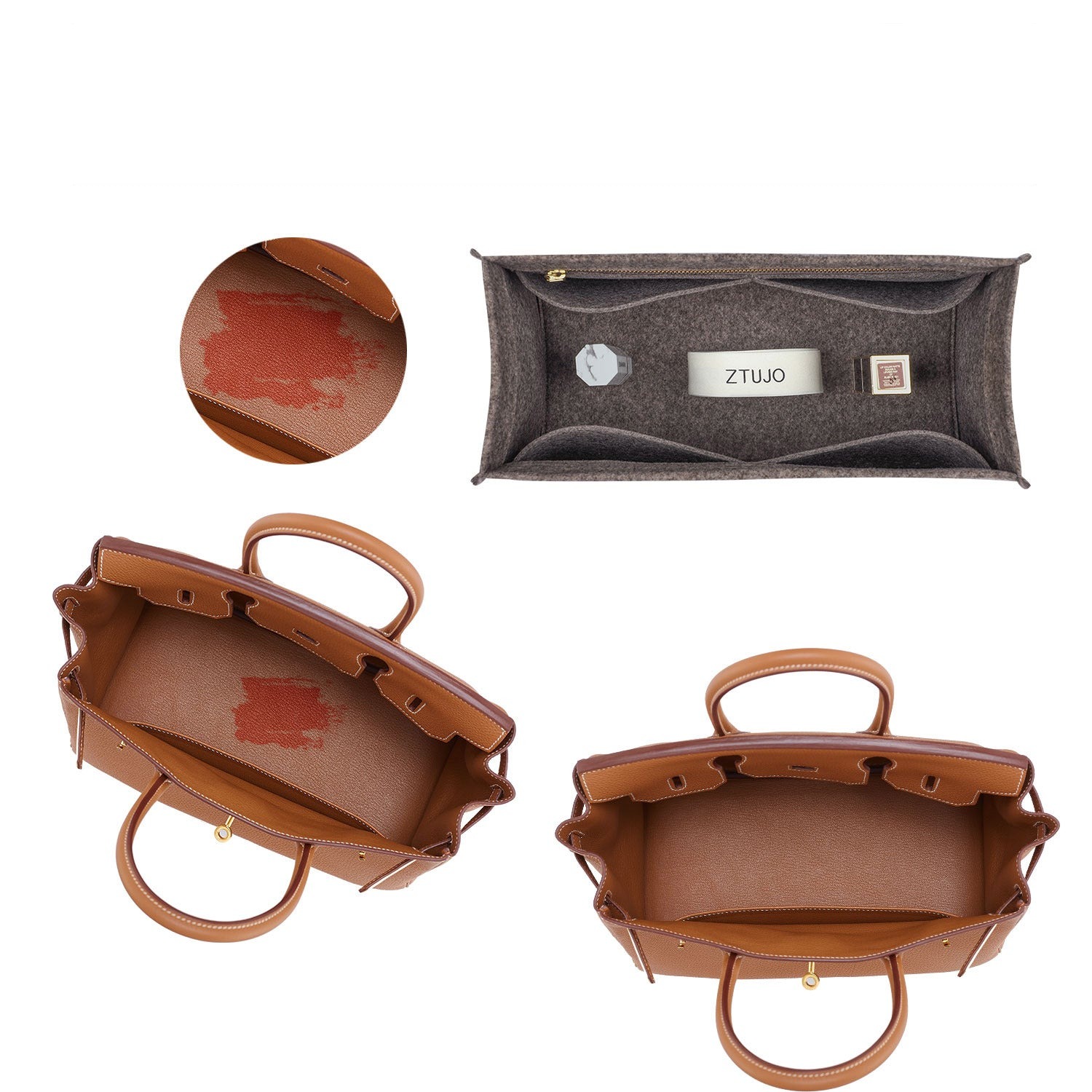 Handtaschen-Organizer für Hermes Birkin 25 / 30 / 35 / 40 – 5-taschendiger Filzeinsatz product image 5