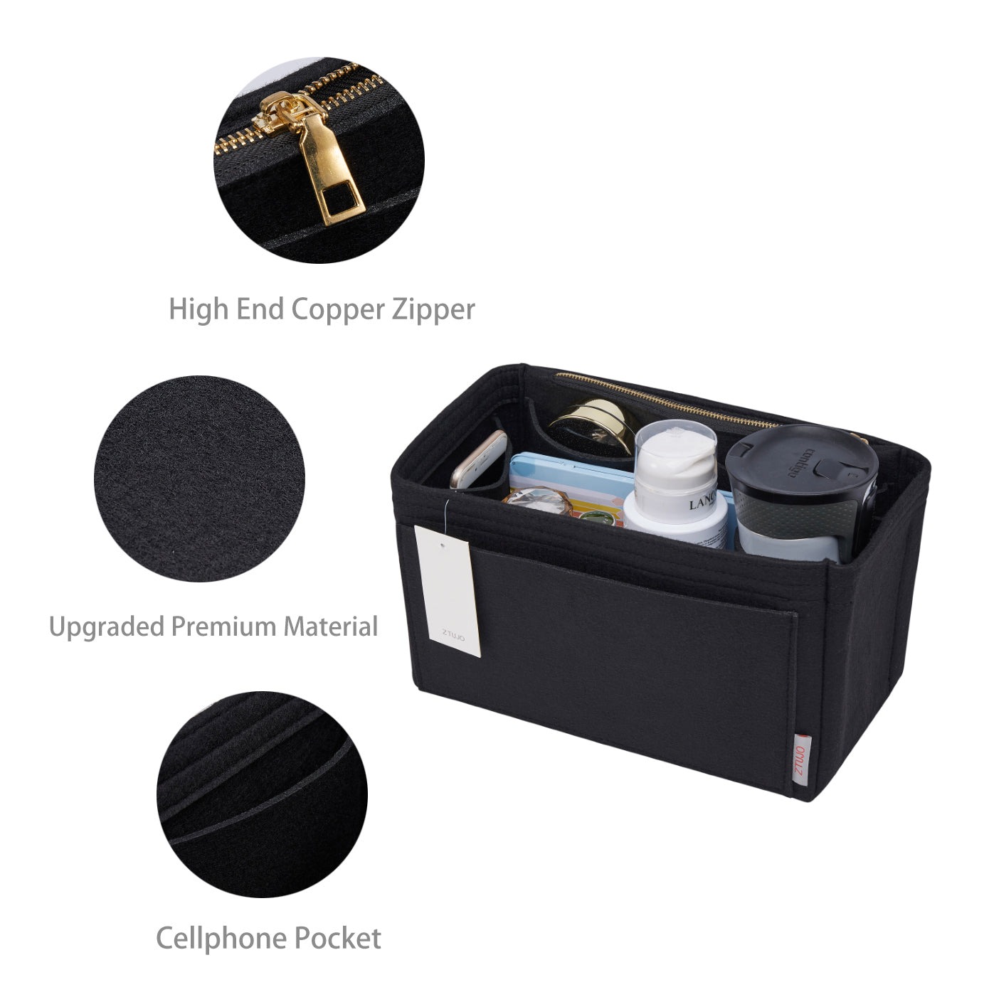 Filz-Einsatz für Handtaschen mit Flaschenhalter – Schlank Medium, Large, X-Large product image 16