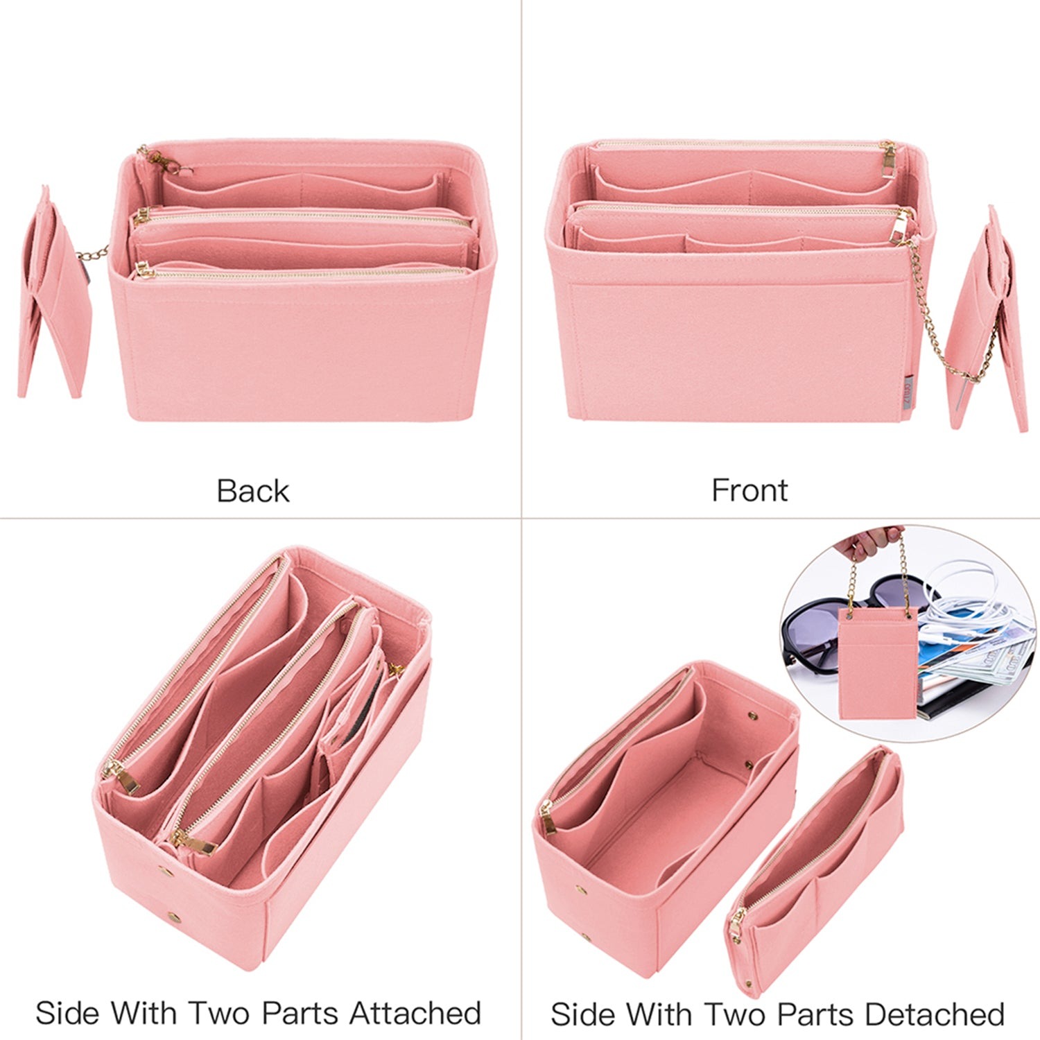 Taschenorganizer-Einlage für Designer-Handtaschen mit RFID-Schutzfach – Passt für LV Speedy, Neverfull & mehr product image 2
