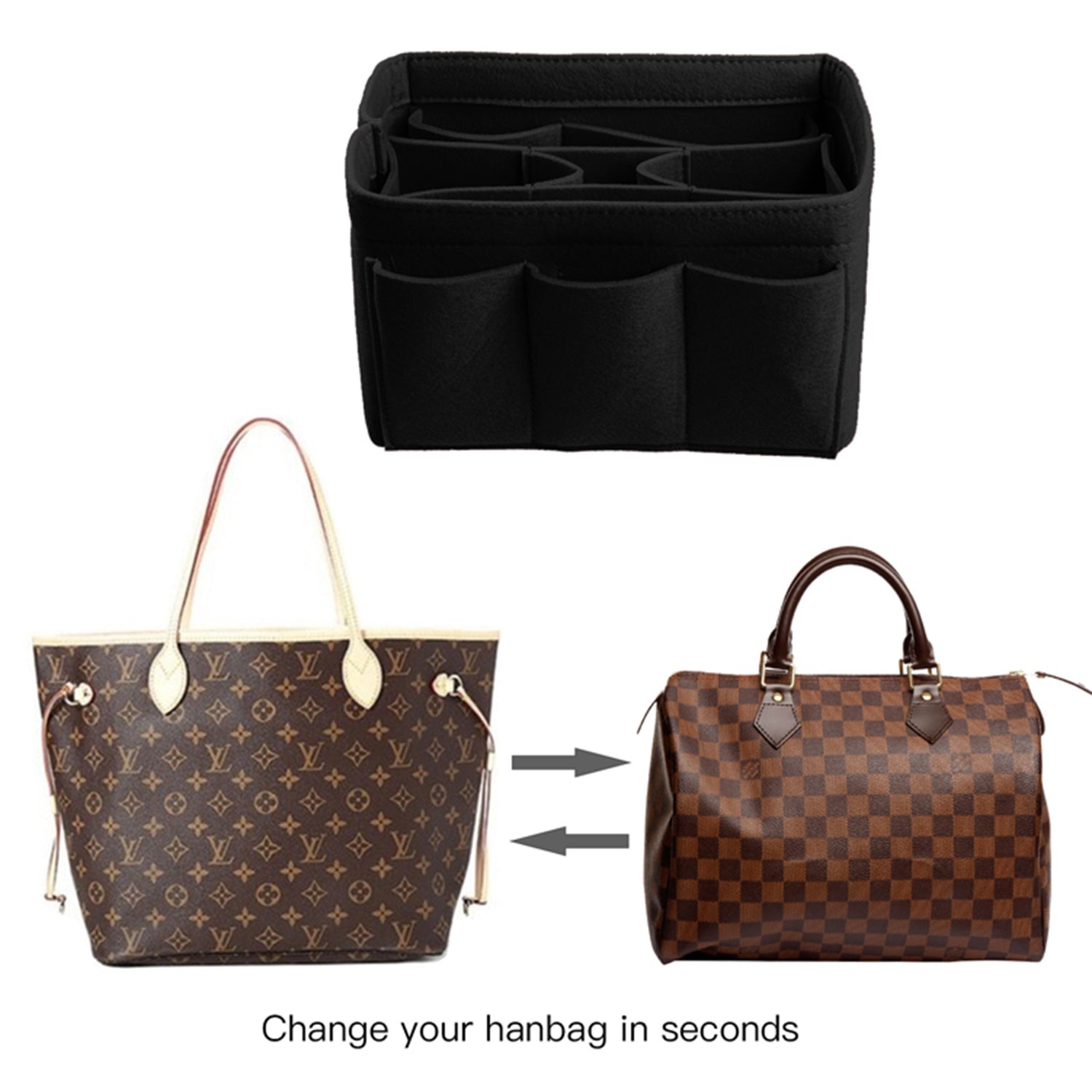 INNERBAG Taschenorganizer mit genähtem Boden für LV Speedy 35 und Neverfull MM – Groß product image 13