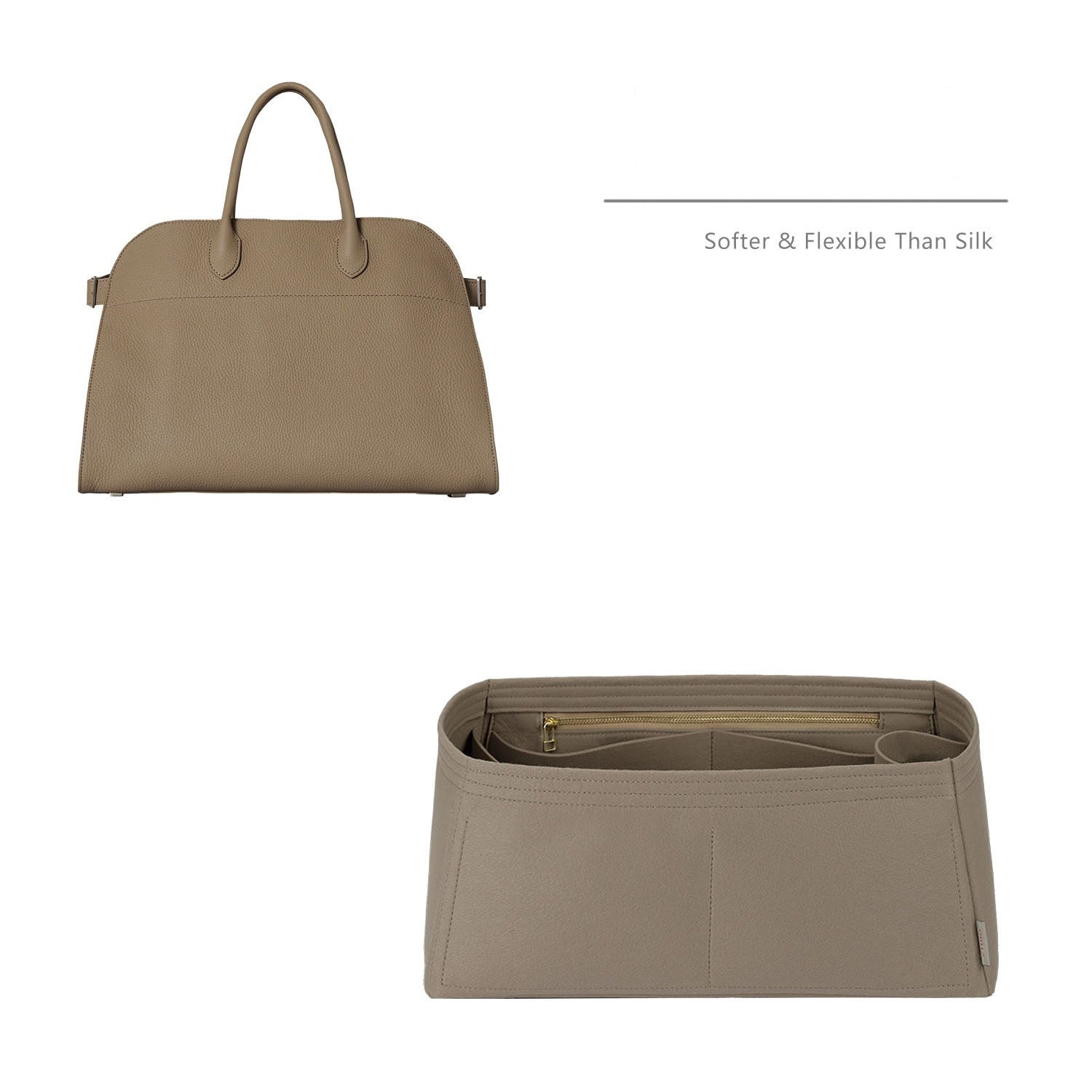 Premium Handtaschen-Organizer für The Row Margaux 10 / 12 / 15 / 17 – 7-taschen Filzeinlage