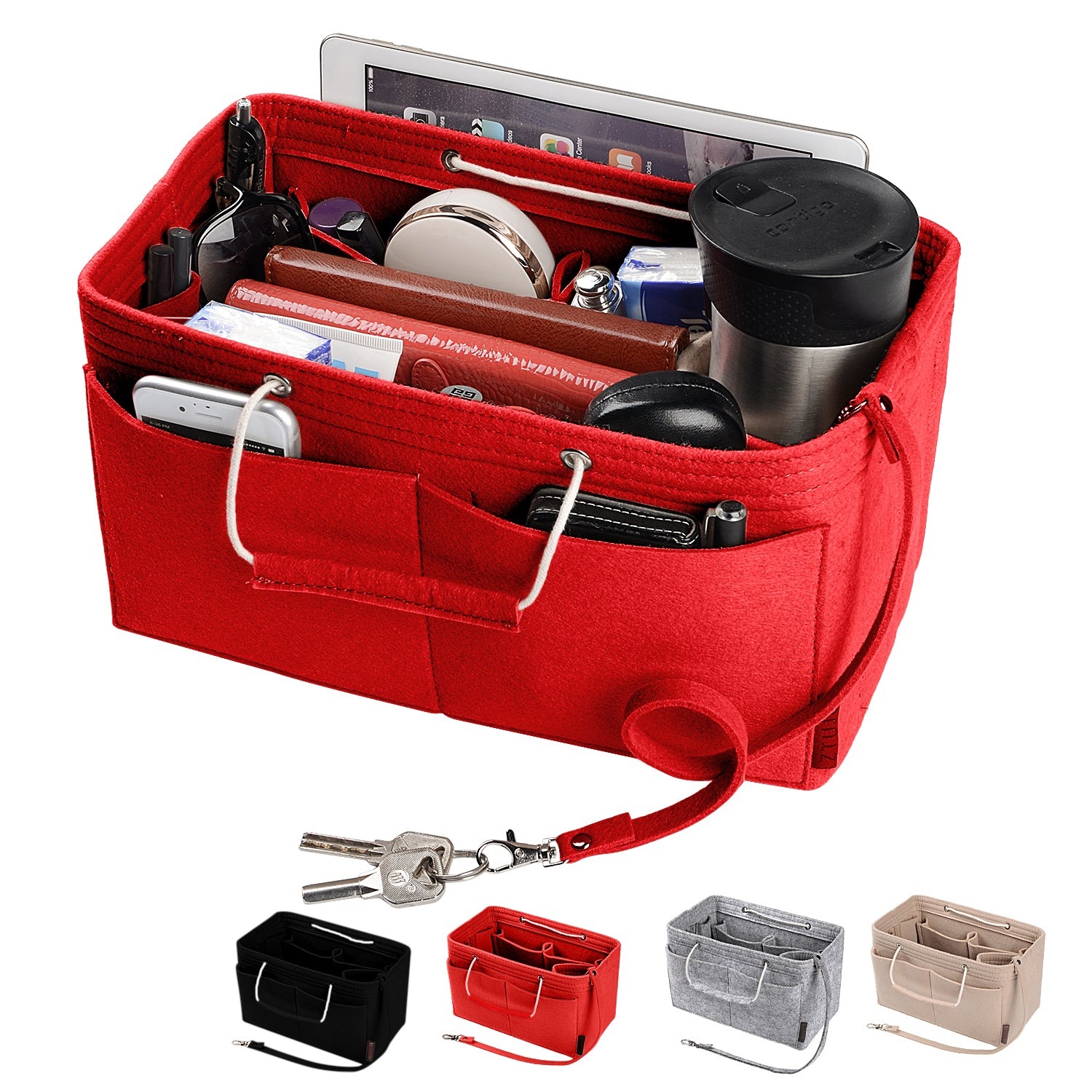 Mehrfachtaschen-Filz-Organizer für Handtaschen mit Griffen – Passend für LV Speedy 30, 35 & Neverfull MM (Medium/Large) product image 8