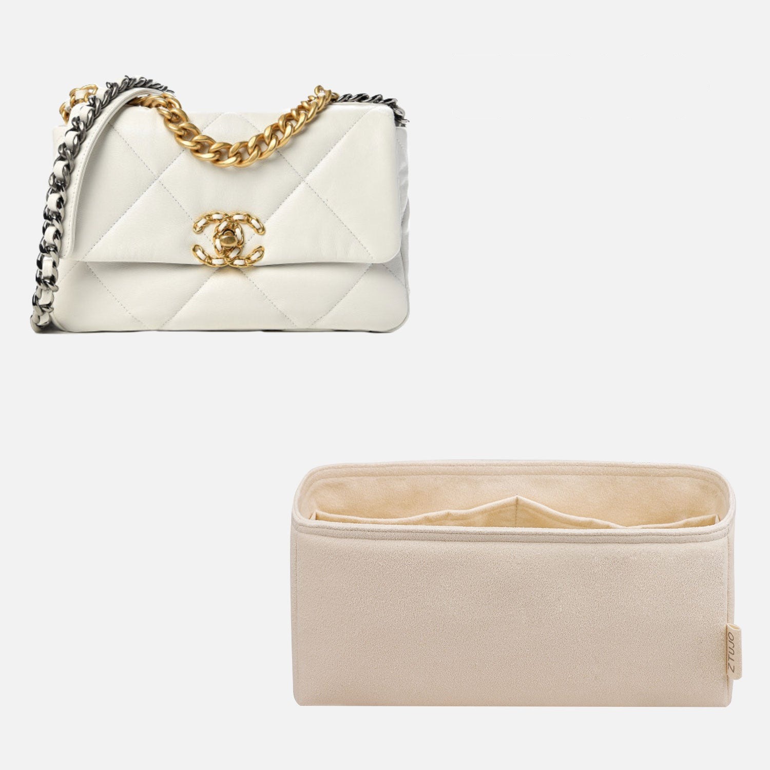 Organizer für die Chanel 19 Flap Bag 26 cm / 30 cm / 36 cm – Premium-Interieurmaterial in Automobilqualität, 4 Fächer product image 6