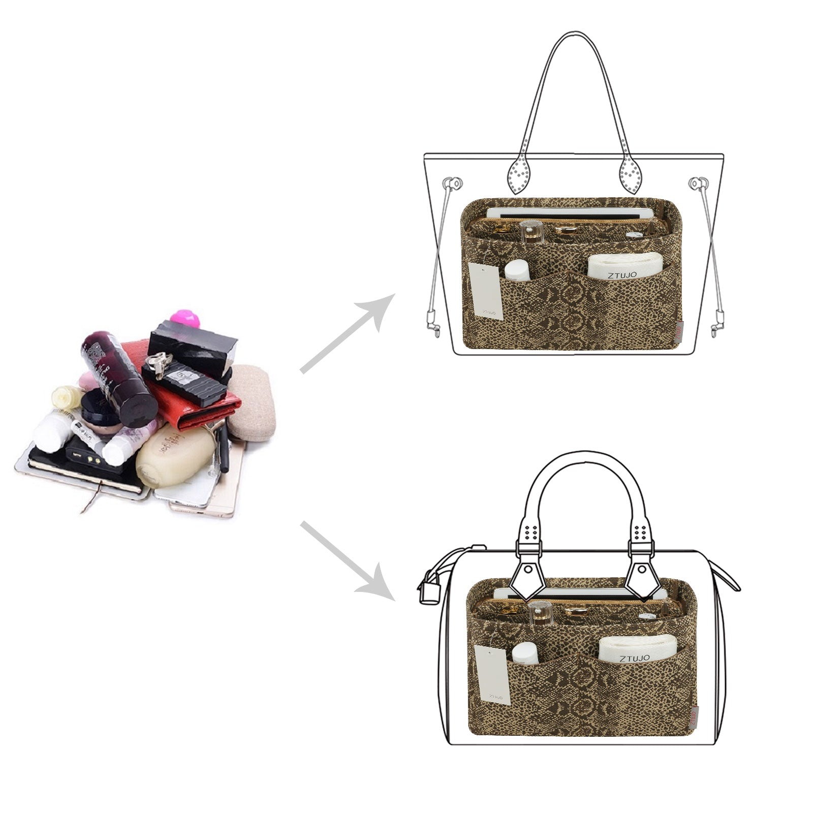 Taschenorganizer für LV Speedy Neverfull Tote – 6 Größen, Filz-Tascheneinsatz mit Reißverschluss product image 106