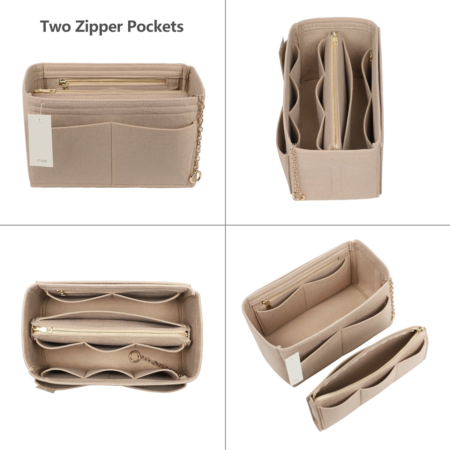 Handtaschen-Organizer aus Filz mit Seitenreißverschluss, herausnehmbare Mittel-Tasche für LV Speedy Neverfull Tote, 5 Größen product image 4