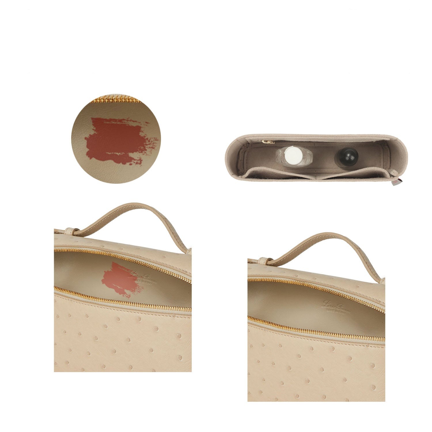 Premium Geldbörsen-Organizer für Loro Piana LP Extra Pocket L19 / L27 – 3 Fächer, Fleischgrau oder individuell detail image 3