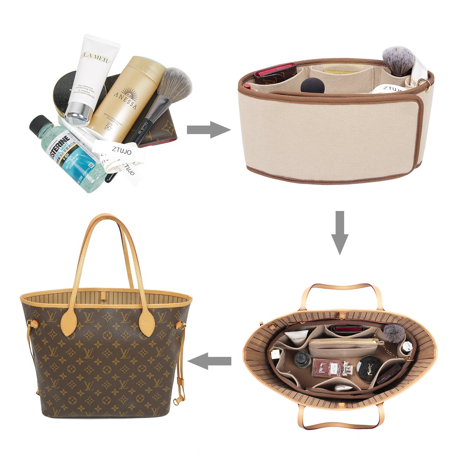 Filzeinlage für Handtaschen-Organizer für Speedy, Neverfull, Tote – Einheitsgröße, 3 Farben product image 4
