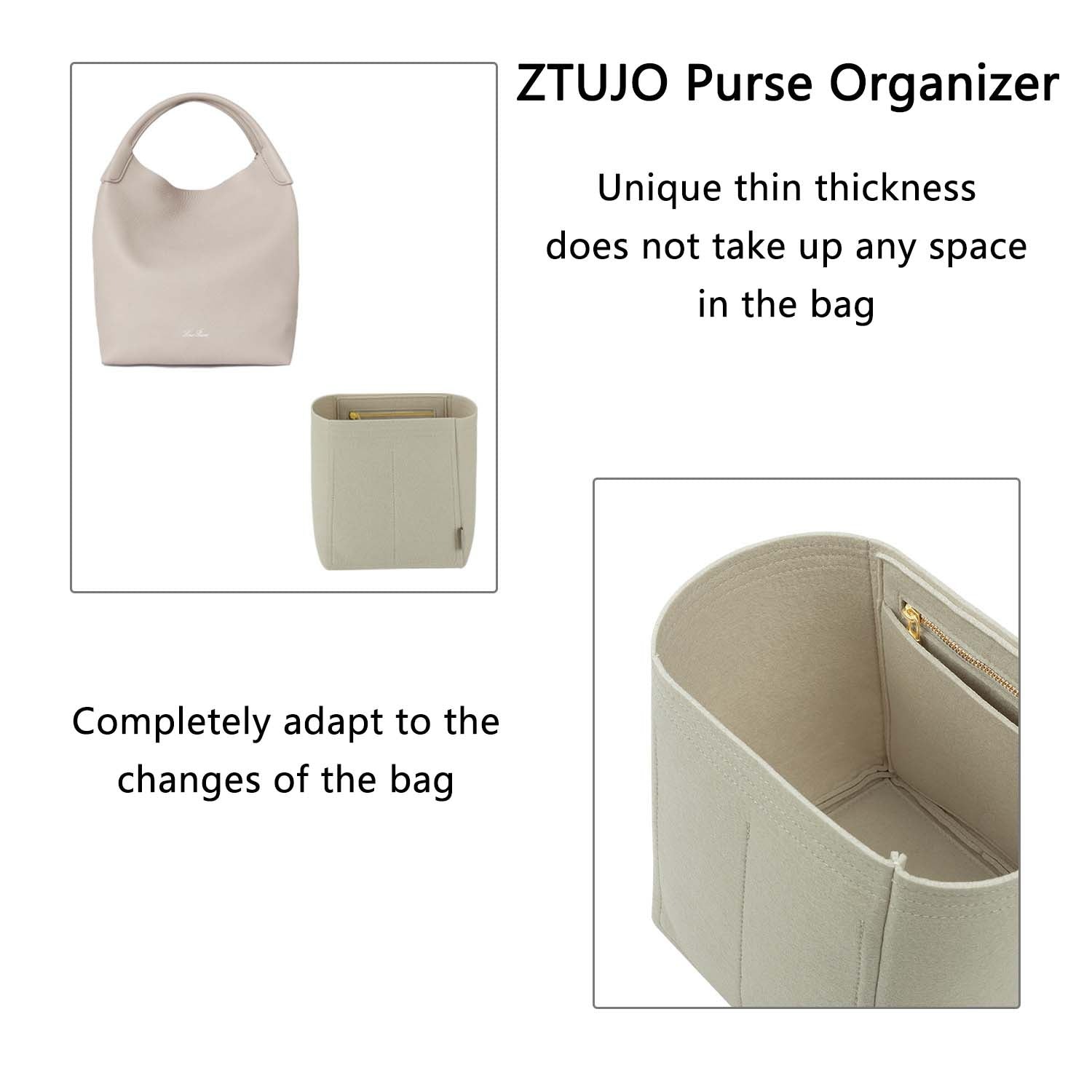 Taschenorganizer für Loro Piana LP Bale Micro / Small / Large – 4 Fächer, YKK-Reißverschluss product image 6