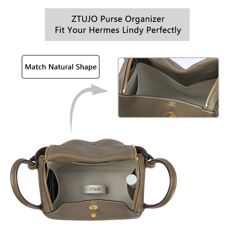 Organizer für Hermes Lindy Mini / 26 / 30 / 34 – Weicher Filzeinsatz für Taschen mit 2 Fächern detail image 5