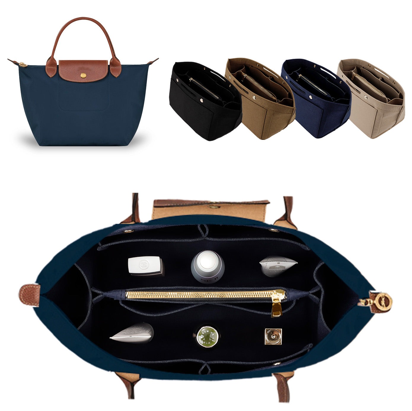 Einsatz für Handtaschen-Organizer für Longchamp Le Pliage – Passend für Top Handle S/M & Schultertasche S/L detail image 6