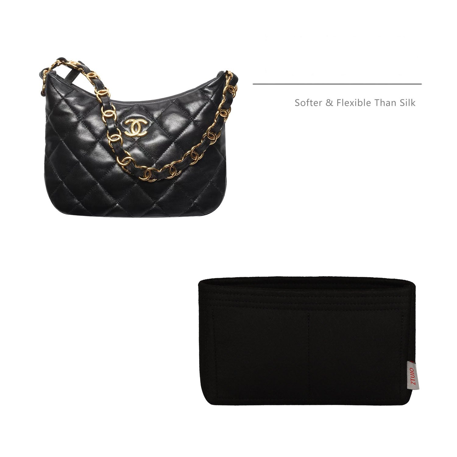 Premium Geldbörsen-Organizer für die Chanel 22K Hobo Bag – weicher Filz, 3 Taschen