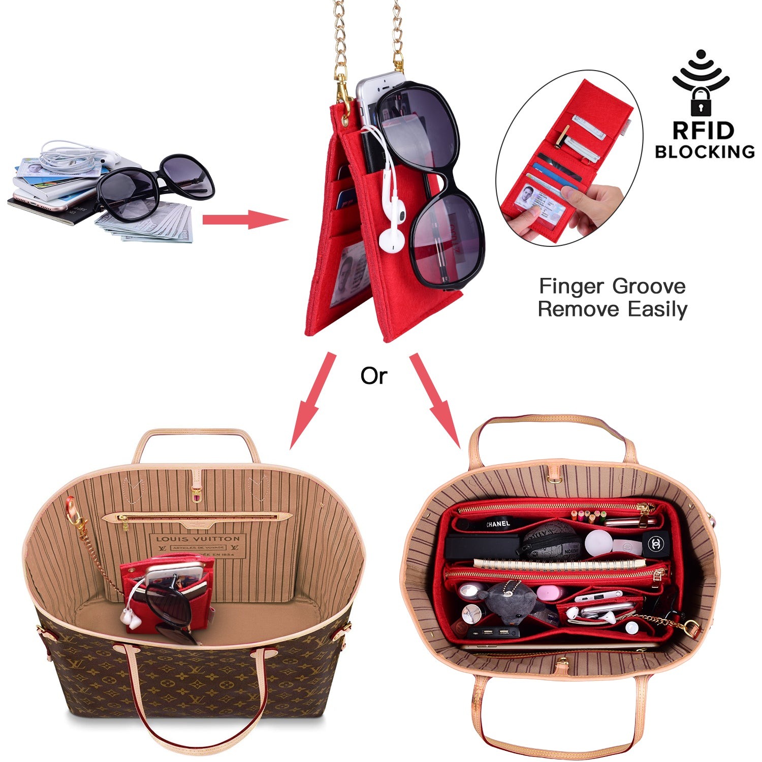 Taschenorganizer-Einlage für Designer-Handtaschen mit RFID-Schutzfach – Passt für LV Speedy, Neverfull & mehr product image 24