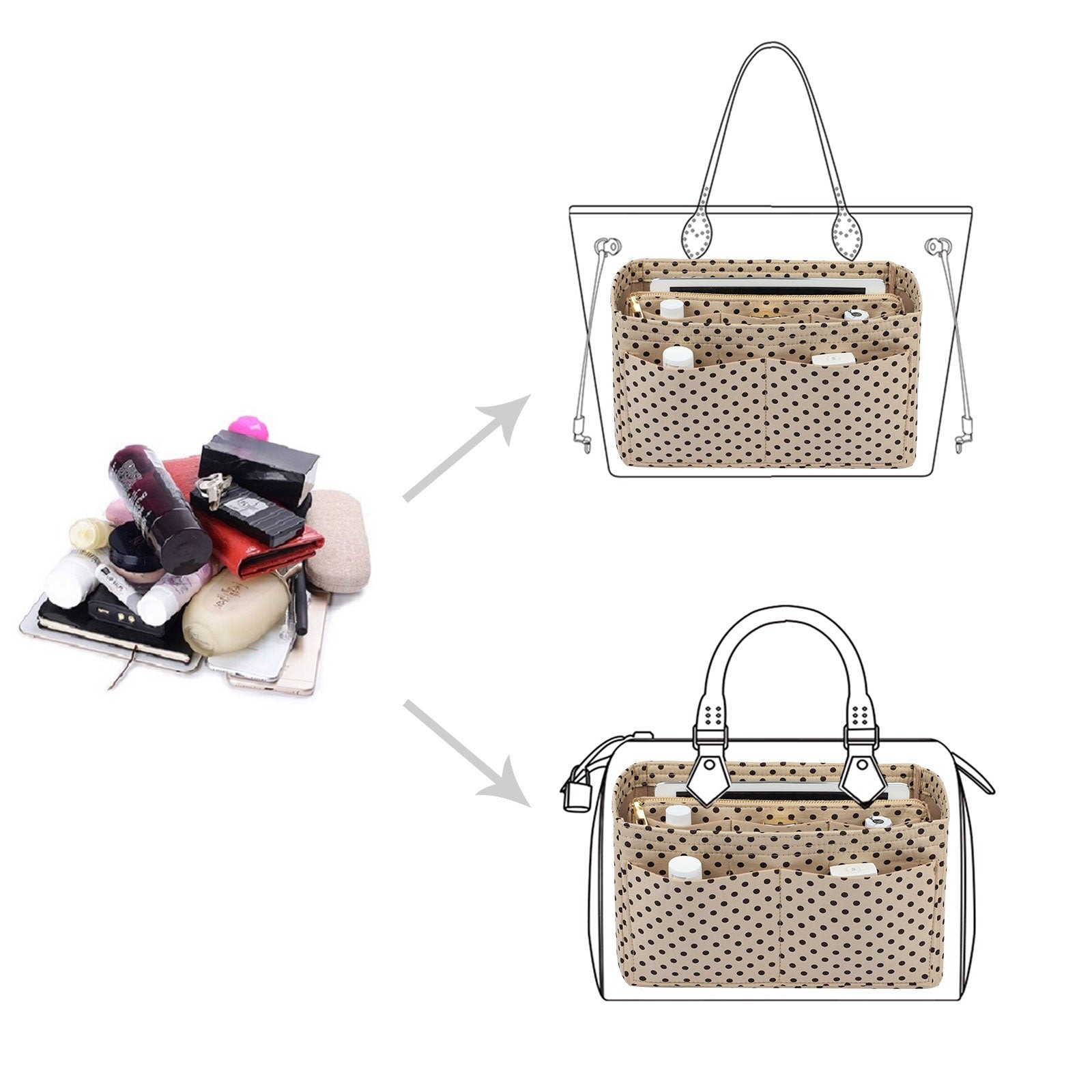 Taschenorganizer für LV Speedy Neverfull Tote – 6 Größen, Filz-Tascheneinsatz mit Reißverschluss product image 75